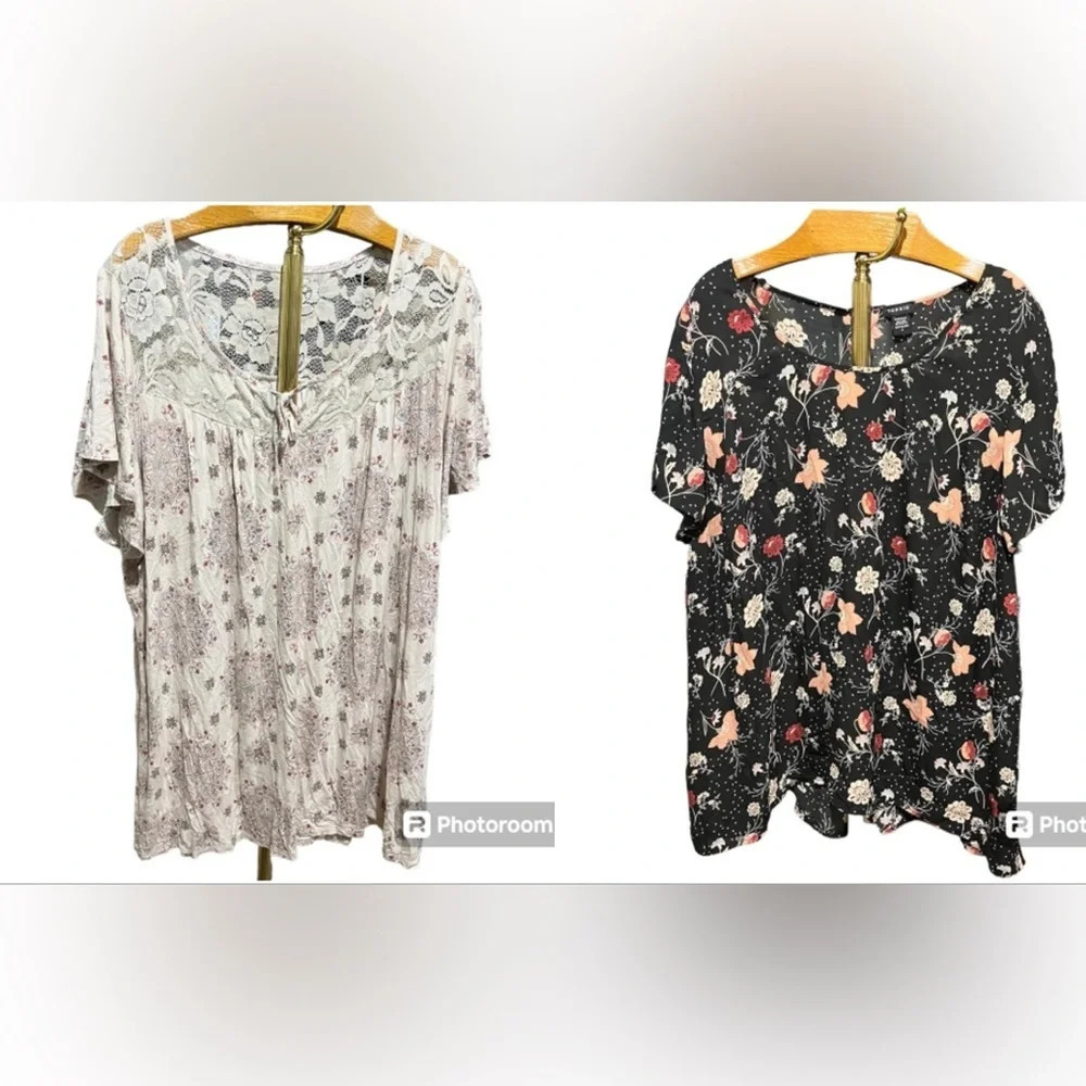 TORRID ~ Bundle of Two Business Casual Tops Floral Boho Lace Super Soft Knits